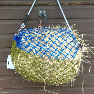 34 inch Blue/Green Piggy PonyFeeder Easy-Net Hay Net